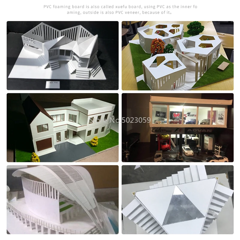 Tablero de espuma de PVC blanco/negro, 5 uds., 300x200mm, para materiales de modelo de construcción DIY, Material de fabricación de modelos hecho a mano, tablero plano de plástico - imagen 4