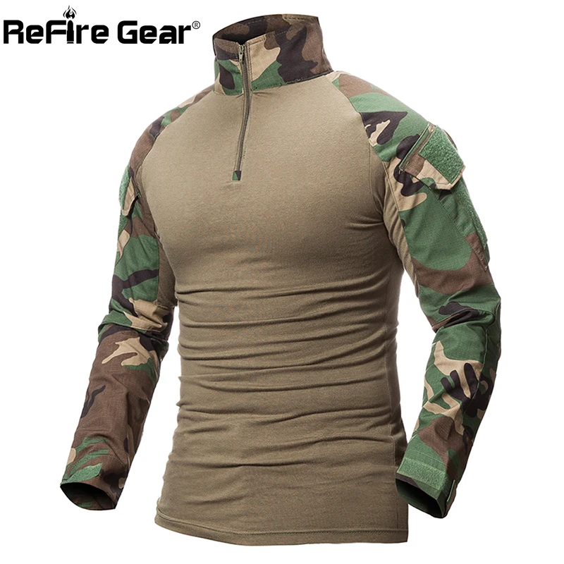 ReFire Gear-camiseta del ejército de camuflaje para hombres, camisa táctica de combate de soldados de EE. UU. Y Rusia, camisetas de manga larga de camuflaje Multicam - imagen 3