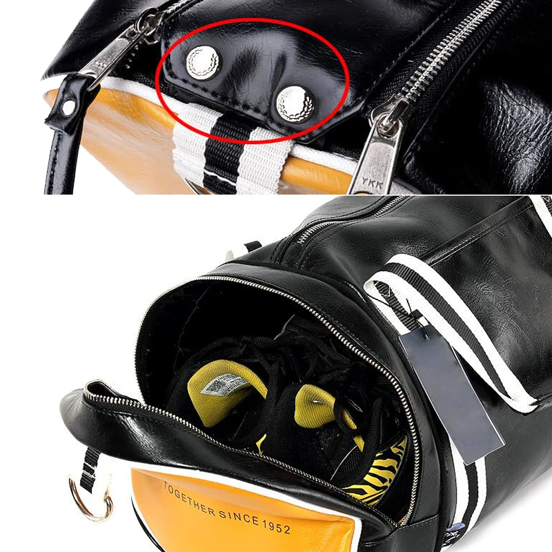 Bolsa de gimnasio deportiva para mujer y hombre, bolsos de hombro con bolsillo de almacenamiento para zapatos, bolsa de viaje de cuero impermeable para entrenamiento físico, bolso diario - imagen 4