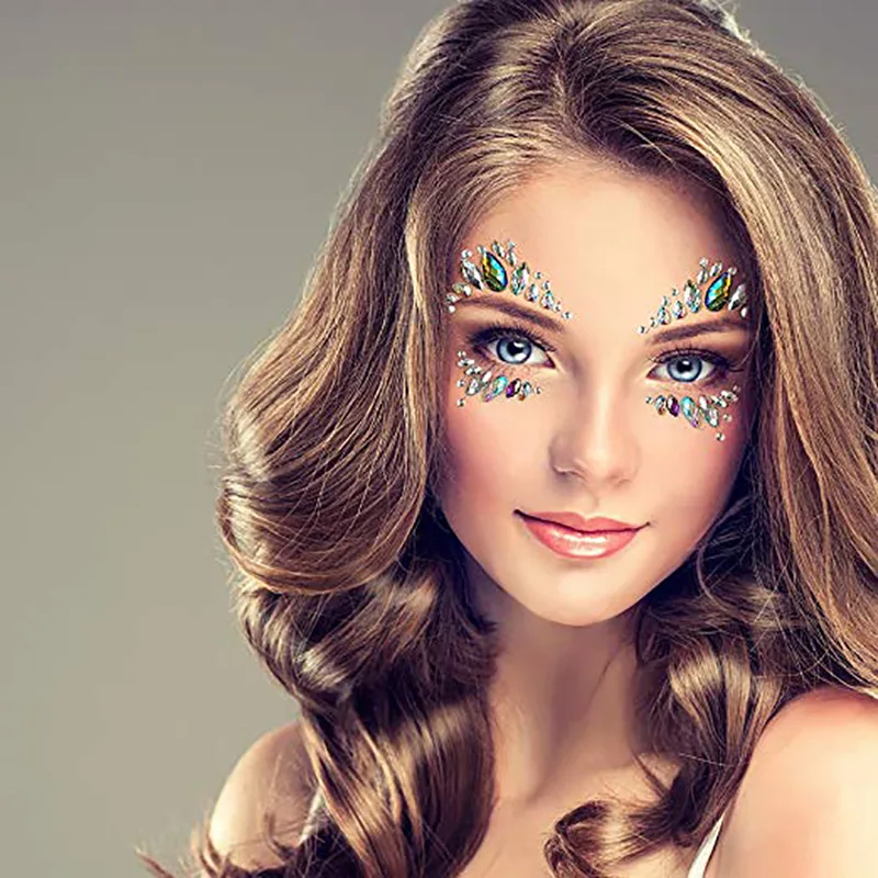 Pegatinas de tatuaje temporal 3D para cara y cuerpo, joyas faciales, gemas para Festival, maquillaje para fiesta, joyas para el cuerpo, Flash, tatuajes temporales falsos, decoración G - imagen 5