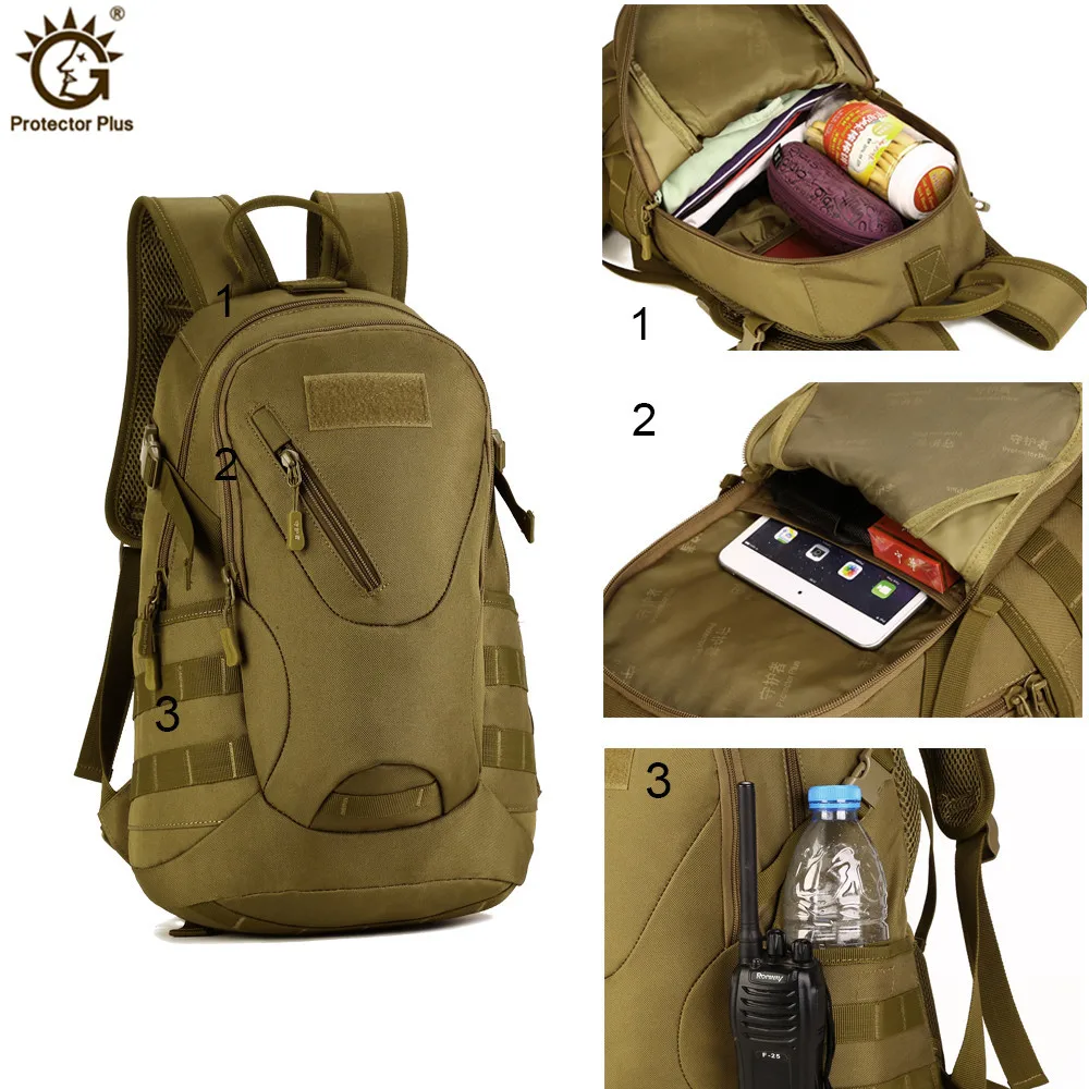 Mochila táctica del ejército militar al aire libre 3D, mochila de viaje impermeable, Camping, senderismo, senderismo, bolsa de camuflaje, 20L - imagen 5