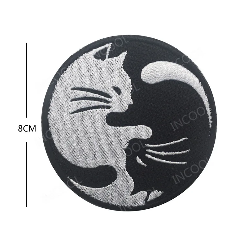 Parche bordado negro blanco gato dragón pájaro Yin Yang parches ropa pegatina parche bordado para mochila - imagen 2