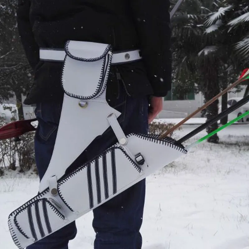 Correa blanca para tiro con arco, carmín de cuero ajustable, cinturón colgante, accesorios de flecha, 1 ud. - imagen 3