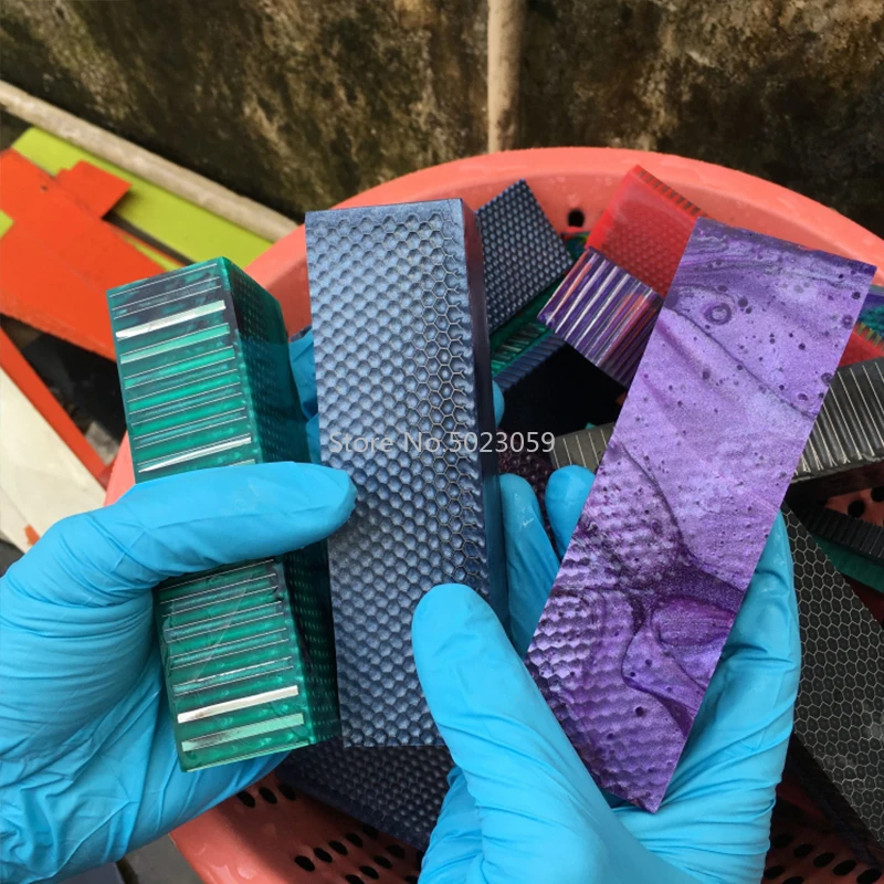 Placa de material para mango de cuchillo C-Tek, material de resina, grano de serpiente, patrón de panal, material para mango de tirachinas, 2 piezas - imagen 5