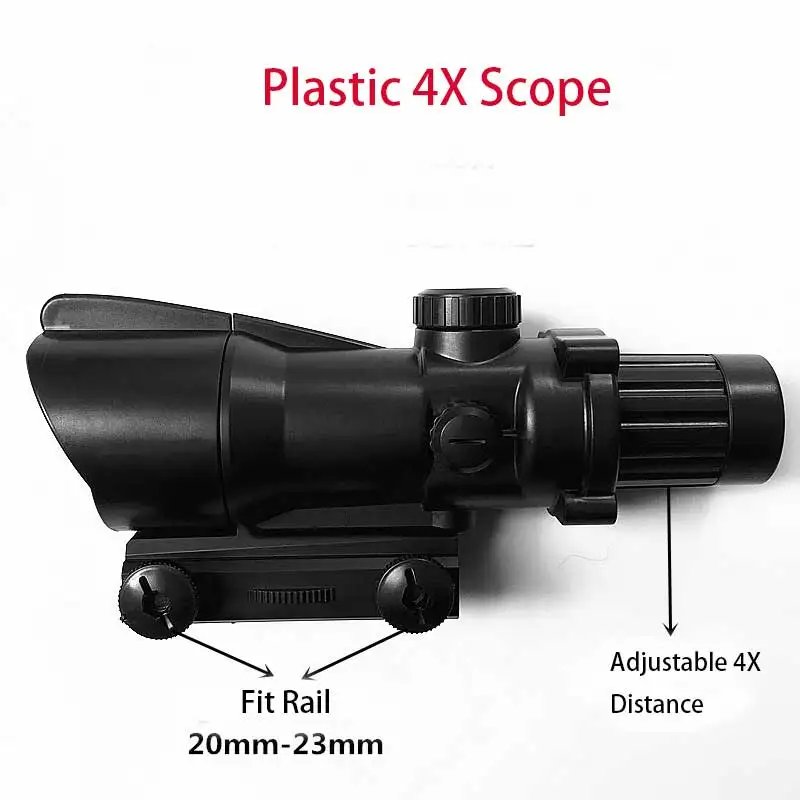 Mira telescópica táctica de plástico, Mini mira de punto para Rifle de caza, juego CS de tiro, 4x - imagen 3