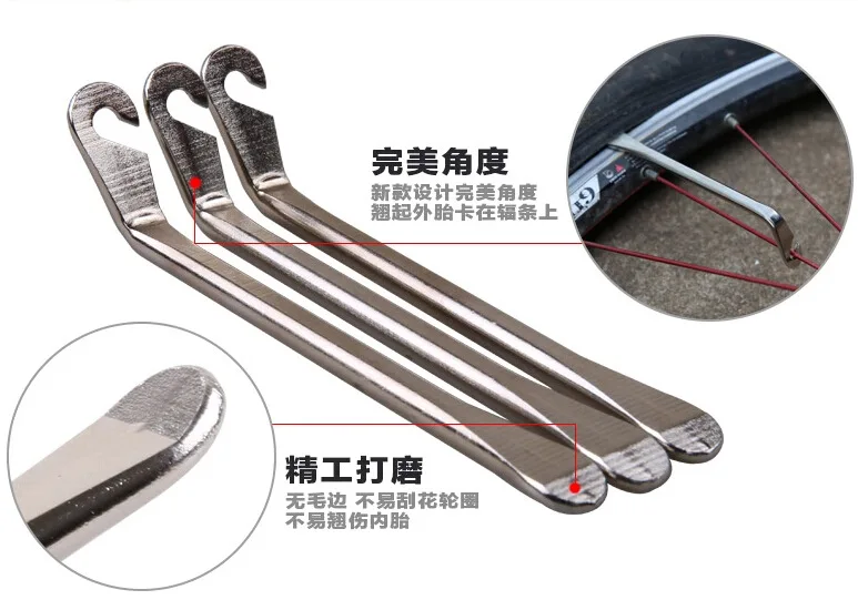 Palanca de llanta de acero inoxidable para bicicleta de montaña, herramienta de reparación de neumáticos de 12cm, 1 unidad - imagen 3