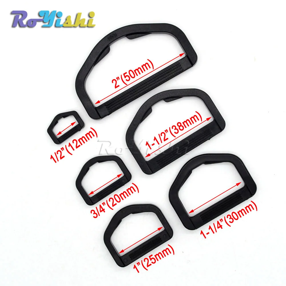 100 unids/paquete de correas de anillo en D de plástico para bolso de cuero, camisa artesanal, color negro - imagen 2