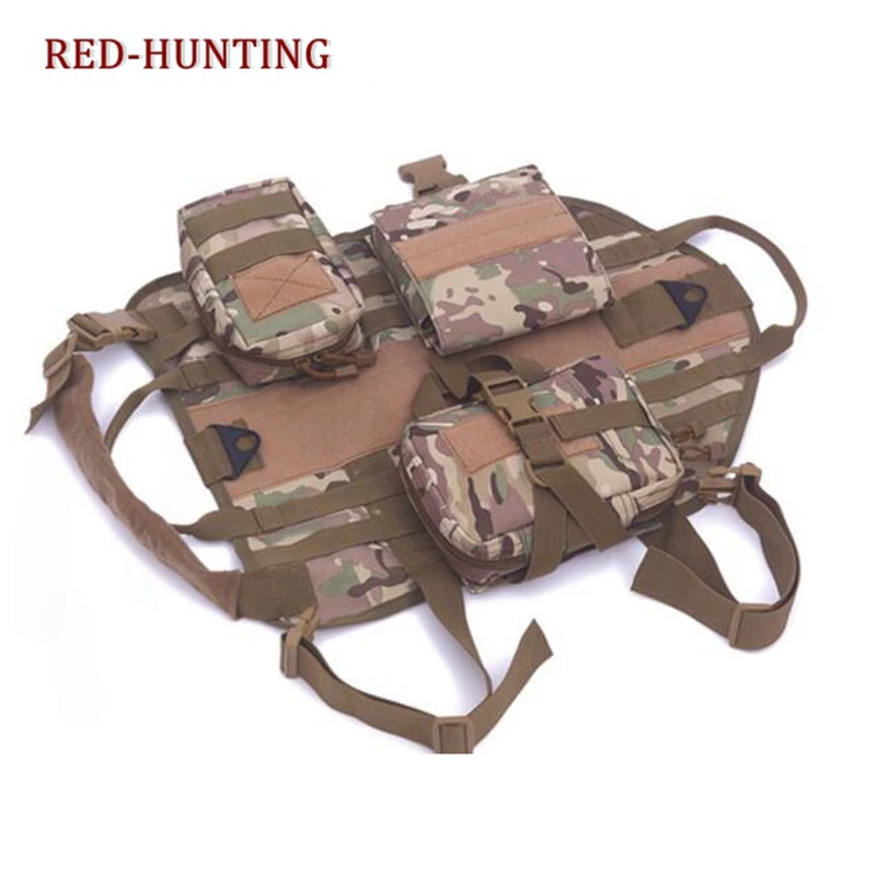 Chaleco táctico militar para perros, ropa de entrenamiento, arnés Molle, con tres bolsillos - imagen 5
