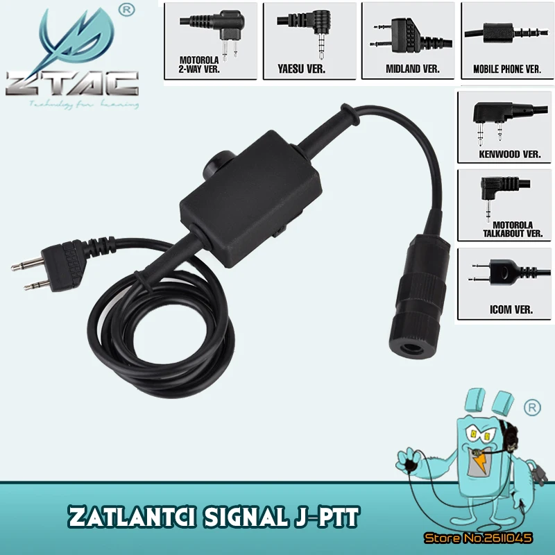 Adaptador de auriculares tácticos PTT, Z-TAC, militar, Softair, MH180-V, señal del Atlántico, Push-talk Midland, accesorios para Airsoft, Z144