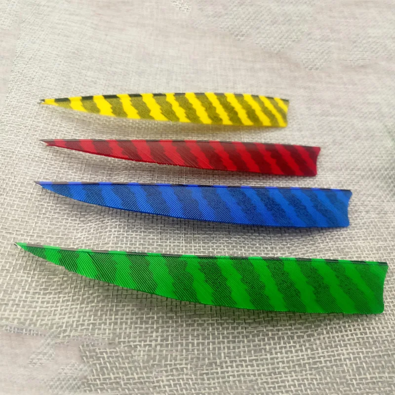 Pluma de flecha de tiro con arco, 4 colores, 5 pulgadas, a rayas, Flecha de bambú, Flecha de madera para caza, 60 uds. - imagen 2