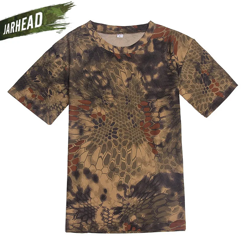 Camiseta de camuflaje de caza al aire libre para hombres, camisa transpirable de combate táctico del ejército, camisetas de campamento de camuflaje deportivo seco militar - imagen 4