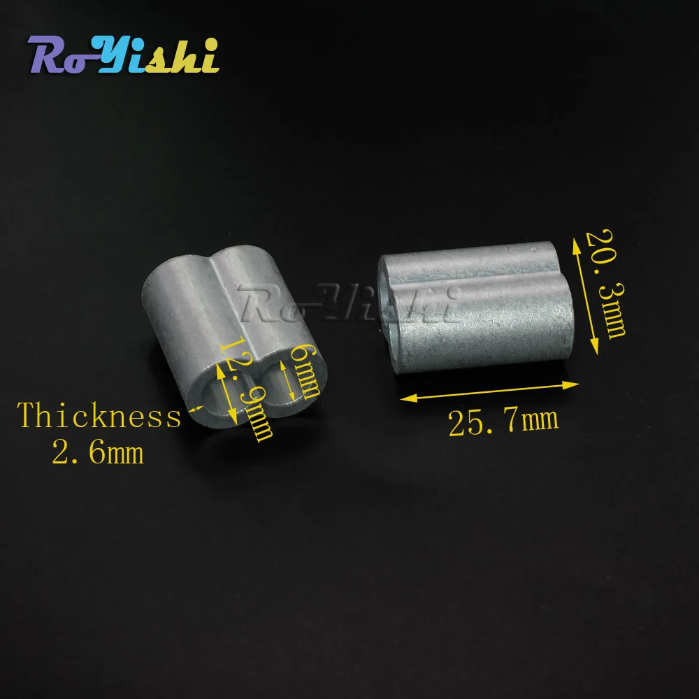 Fundas de aluminio para cables, accesorios de Clip de cuerda, manga de bucle, 6mm, 100 unids/paquete - imagen 2