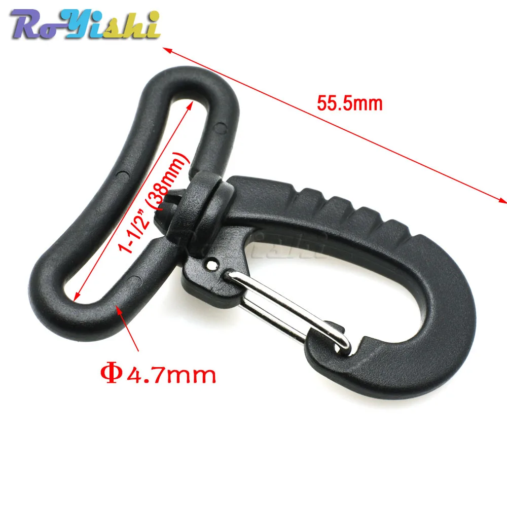 Gancho giratorio de plástico para llavero, hebilla de mochila, correa de cinturón, color negro, 1-1000 ", 1/2 unids/paquete - imagen 2