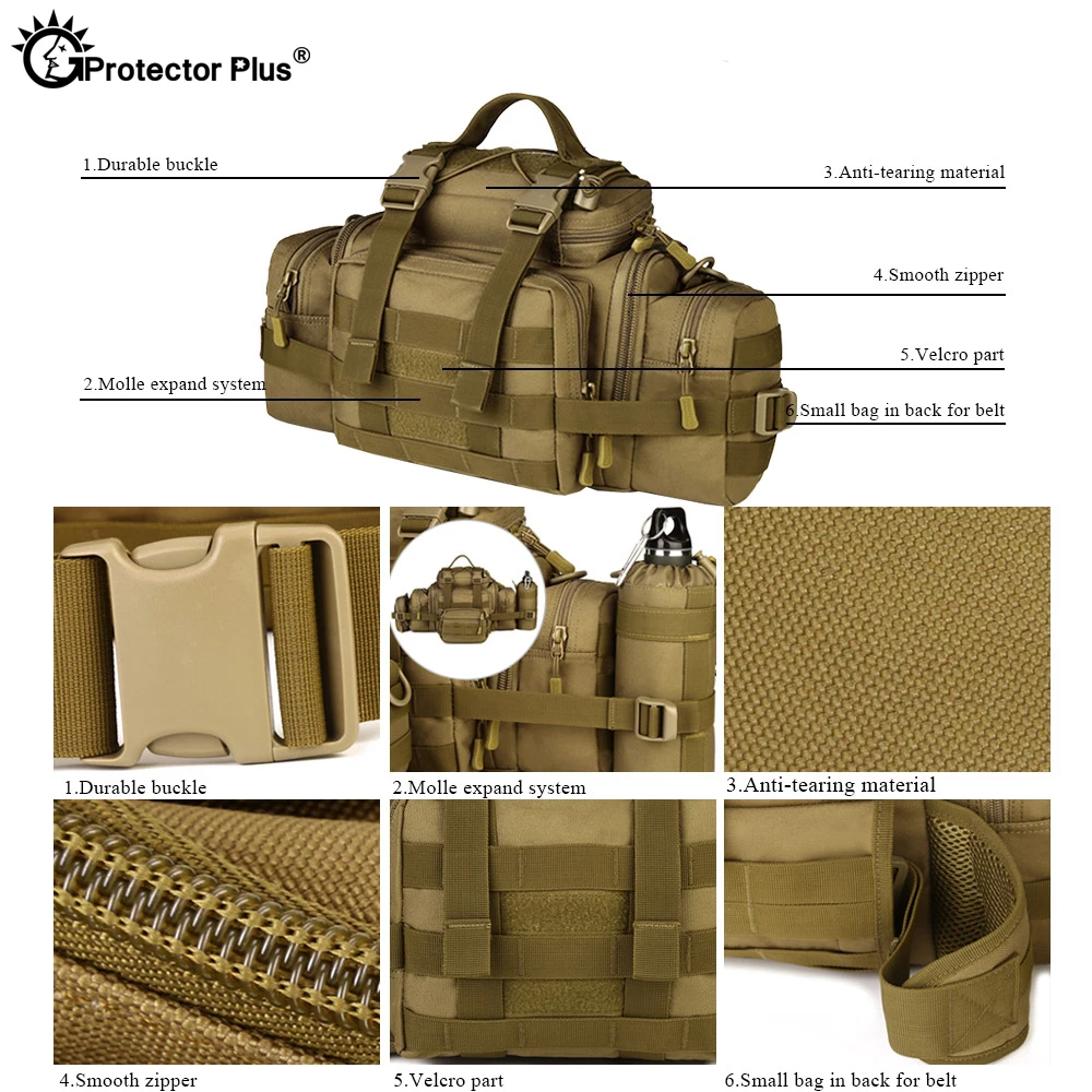 PROTECTOR PLUS-riñonera para fanáticos civiles, táctica para exteriores, impermeable, para cámaras SLR, bandolera de viaje, bandolera de hombro grande - imagen 3