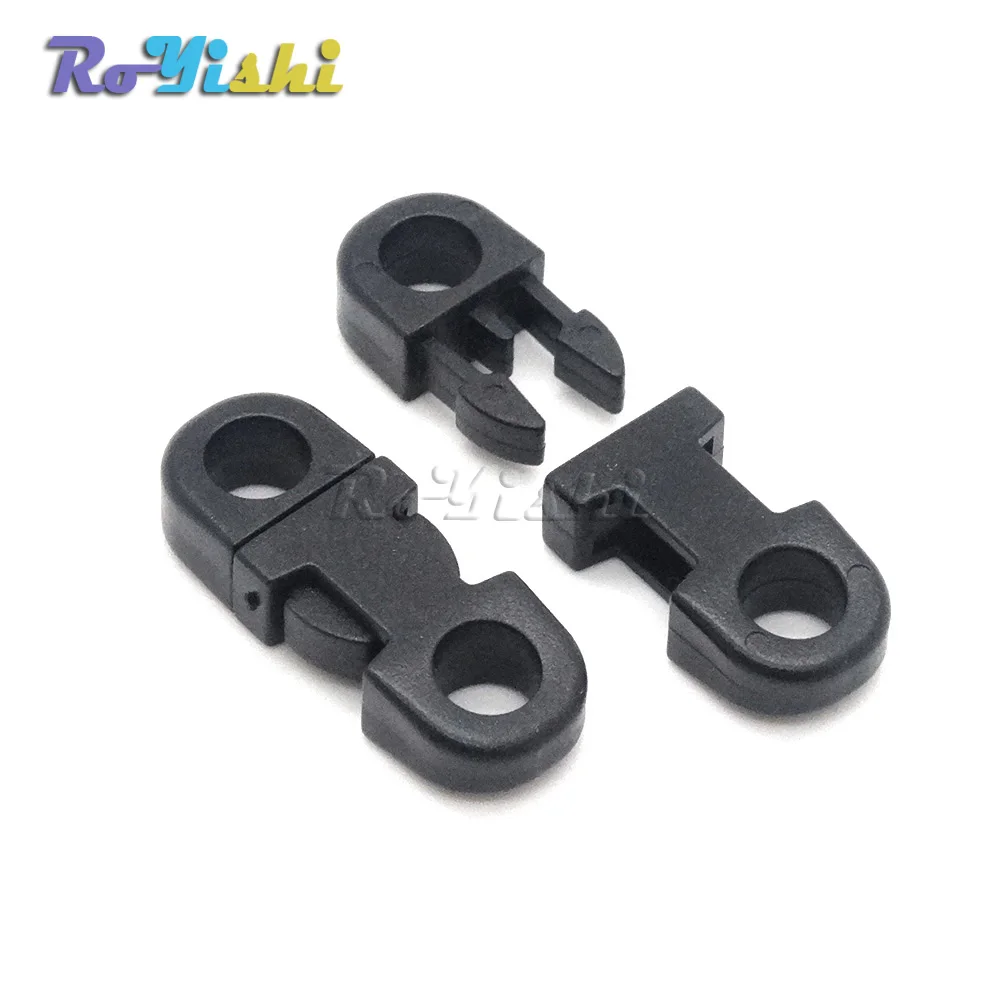 Hebillas de plástico para teléfono móvil, 1000 unids/paquete, diámetro de agujero de 5mm, Liberación lateral plana recta, Paracord negro - imagen 3