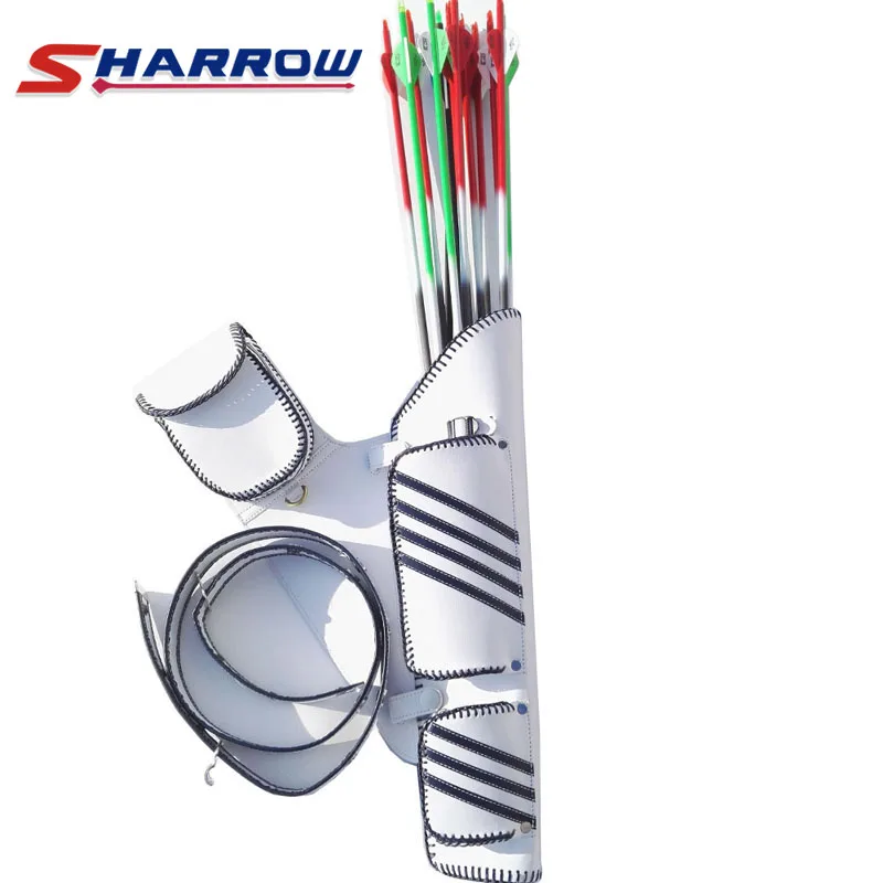 Correa blanca para tiro con arco, carmín de cuero ajustable, cinturón colgante, accesorios de flecha, 1 ud.