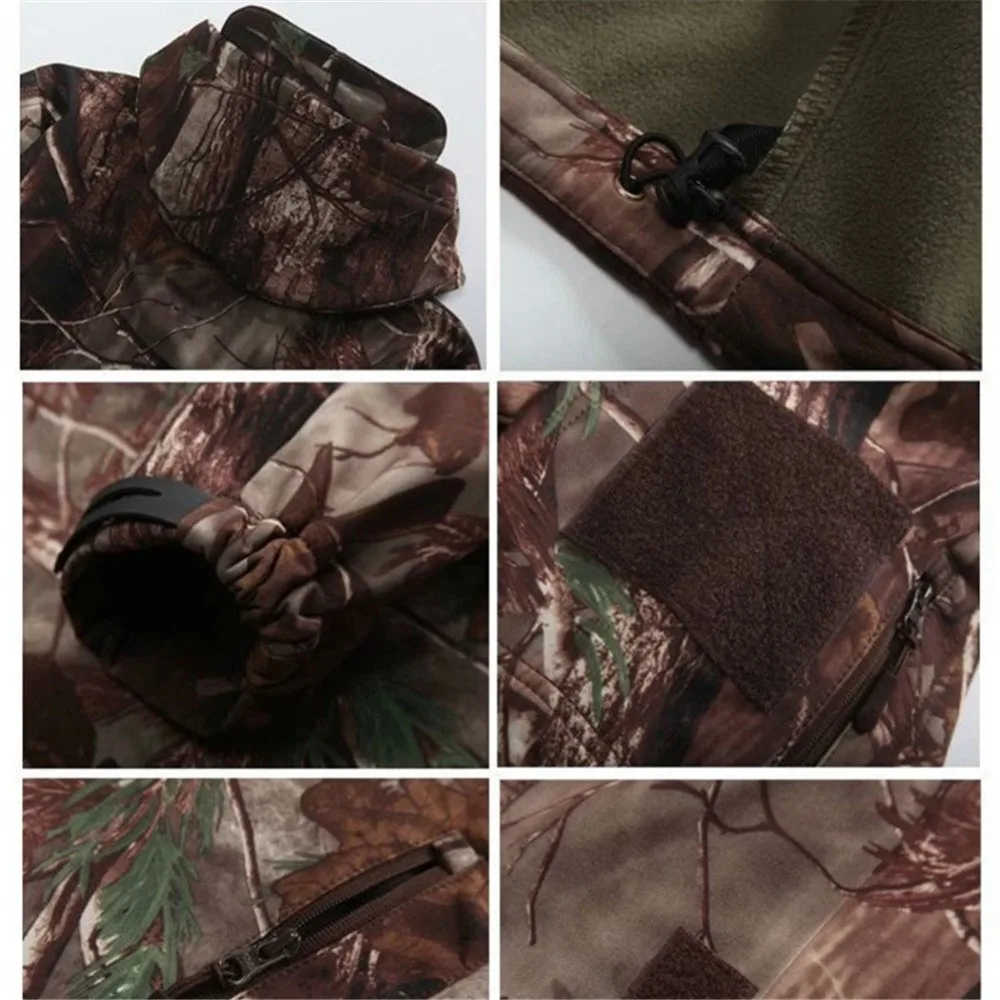 Traje de senderismo de lana para hombre, Jersey deportivo impermeable a prueba de viento, Camuflaje, ropa de entrenamiento militar táctico, Invierno - imagen 5