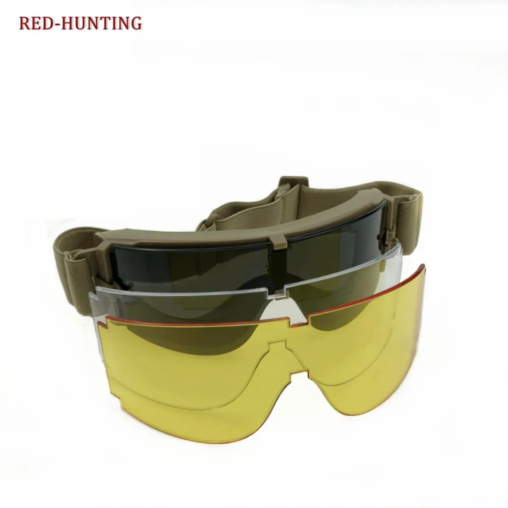 Gafas tácticas para deportes al aire libre, equipo Airsoft, gafas de tiro, juego de gafas de tiro Airsoft con lentes de 3 colores - imagen 2