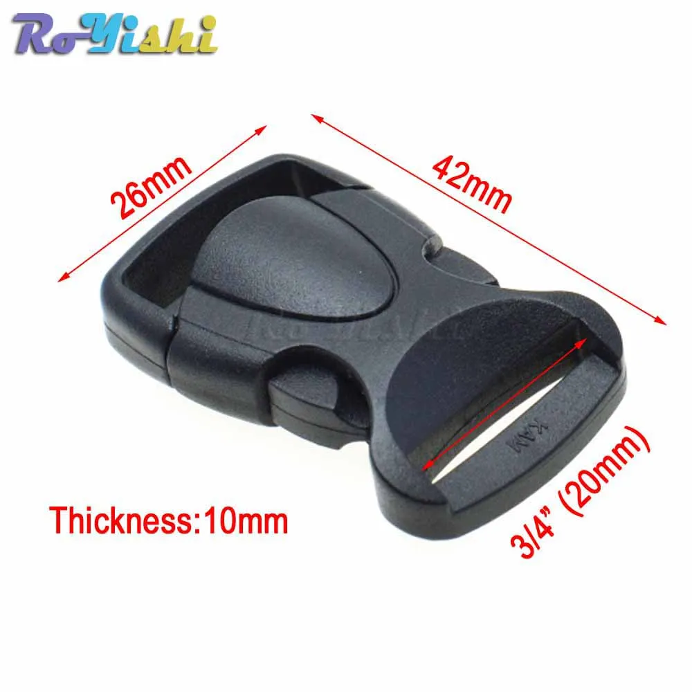 Hebillas de plástico para pulsera Paracord, 100 unids/paquete de 3/4 "(20mm), hebillas de Liberación lateral, accesorios para bolsas y estuches, color negro - imagen 2