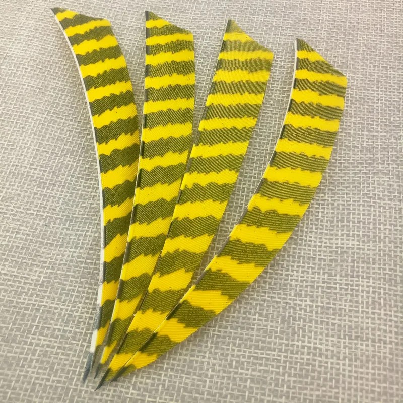 Pluma de flecha de tiro con arco, 4 colores, 5 pulgadas, a rayas, Flecha de bambú, Flecha de madera para caza, 60 uds. - imagen 3