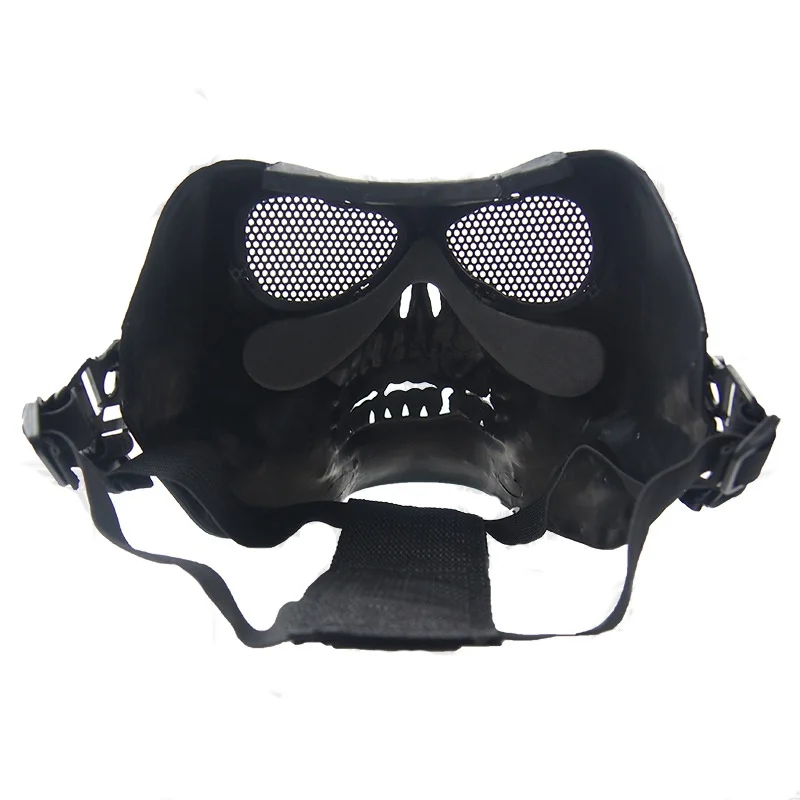Máscara táctica militar para Paintball Airsoft, máscara de cara completa con calavera fresca, máscara protectora de fantasma negro, juego de guerra, caza, fiesta de Halloween - imagen 3
