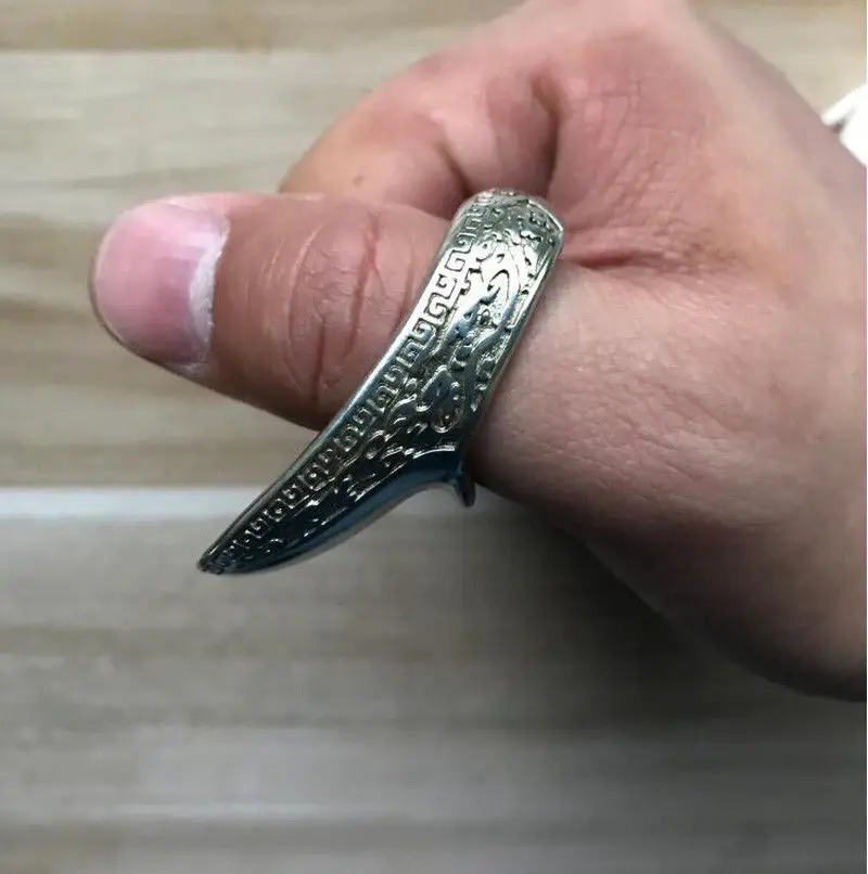 Hombres cuproníquel dedo pulgar anillo hebilla mano decoración para tiro con arco toxofilia - imagen 5