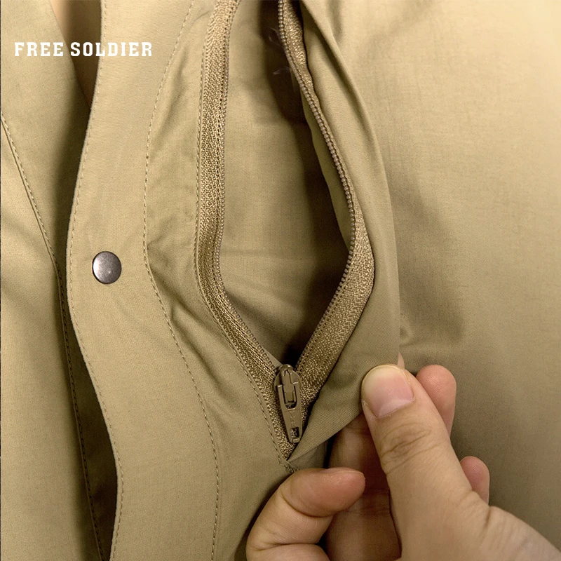 FREE SOLDIER-Camiseta de secado rápido para hombre, camisa corta militar táctica para deportes al aire libre, camping, senderismo, primavera y verano - imagen 4