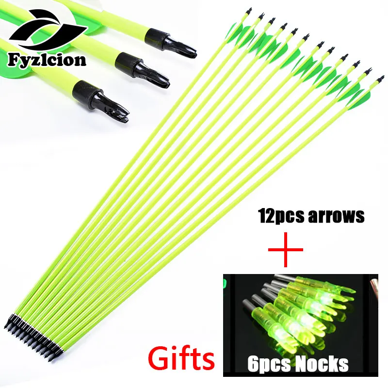 12 Uds. Pernos de flecha de carbono de 30 pulgadas arco compuesto de caza ID6.2 columna vertebral 500 + 6 uds LED iluminado tiro con arco Nock suministros de tiro con arco duraderos - imagen 4