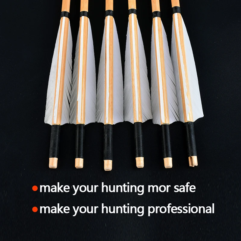 Arco compuesto de 30 pulgadas, 6/12/24 Uds., pernos de flecha de madera blanca hechos a mano para arco largo de 25-50 libras, arco recurvo, caza con arco - imagen 4