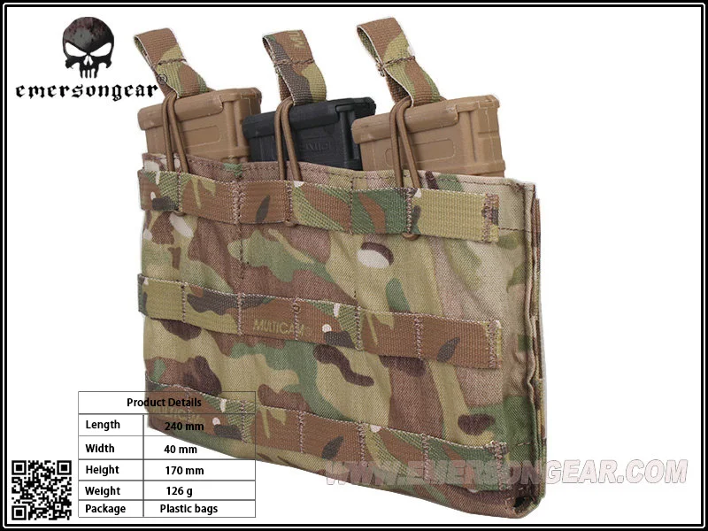 Emersongear-Bolsa de revista 5,56 Triple parte superior abierta, bolsa de caza Emersongear, equipo de combate, Multicam, AOR1, AOR2, Coyote, marrón - imagen 4