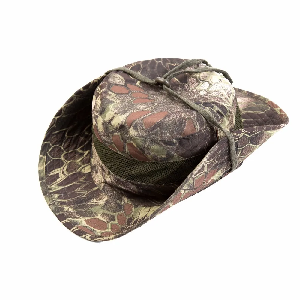 Boonie-Sombrero táctico de camuflaje con borde redondo para pesca, gorra transpirable con protección solar para acampada, senderismo, escalada y caza - imagen 3