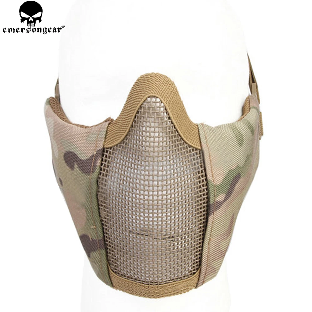 EMERSONGEAR-mascarilla táctica Airsoft, cara de Metal, red de acero, cara media inferior, caza, protección CS, máscara de fiesta de Paintball EM6644 - imagen 2