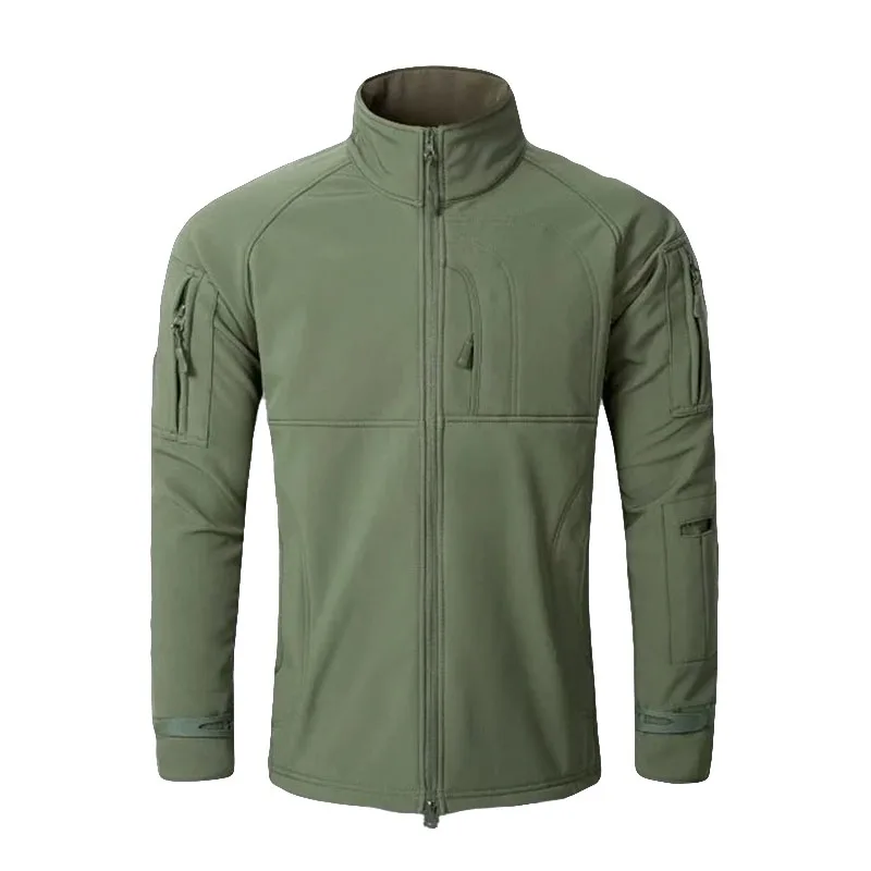 MEGE-Chaqueta cortavientos para hombre, abrigo táctico de piel de tiburón, Softshell, cuello alto, ropa de lana
