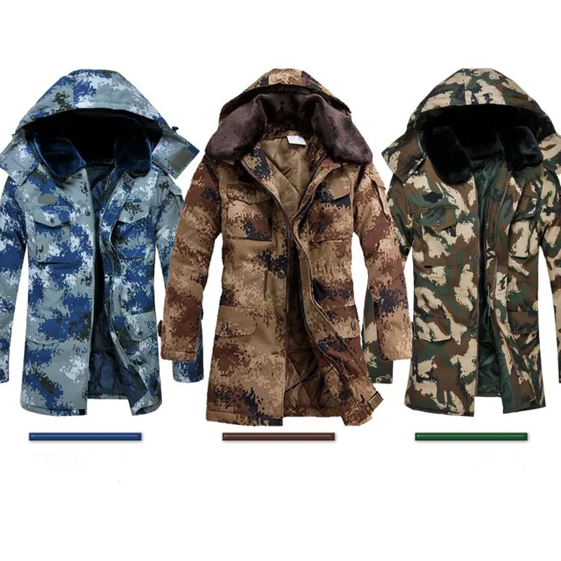 Abrigo de camuflaje de algodón grueso para hombre, chaqueta impermeable térmica para exteriores, con capucha de talla grande, chaleco con forro desmontable - imagen 2