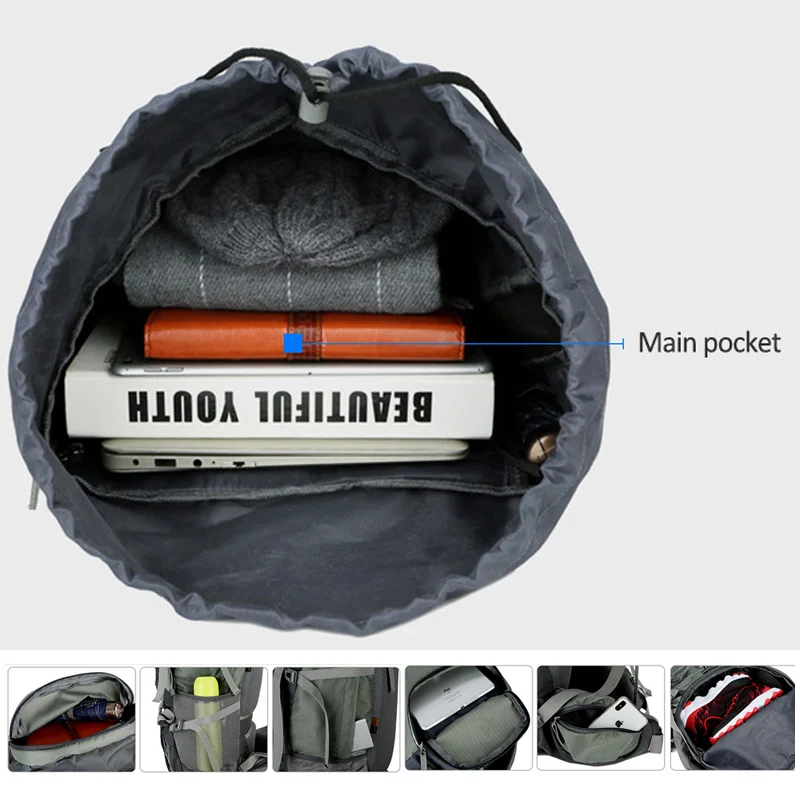 Mochila de acampada de 75L, bolsa de senderismo deportiva para exteriores con cubierta de lluvia, viaje, escalada, montañismo, Trekking, Camping, XA726WA - imagen 5
