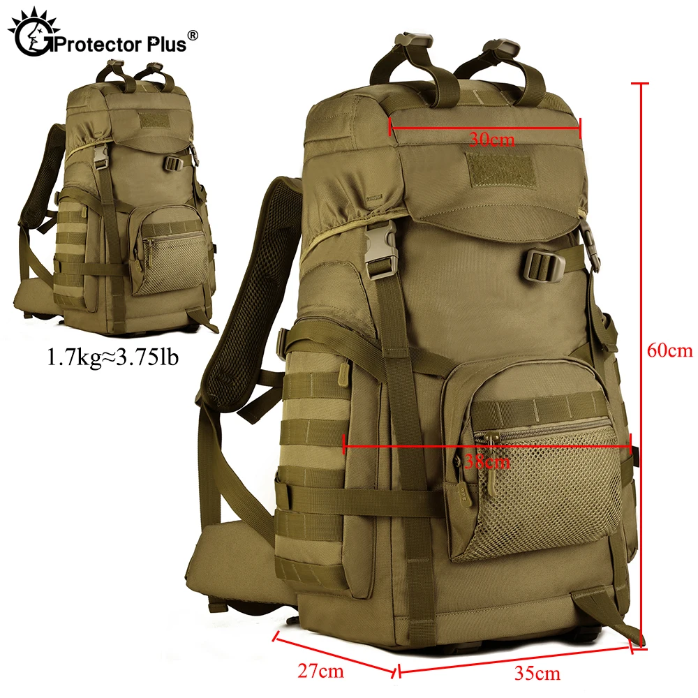Bolsa de alpinismo al aire libre, mochila de hombro resistente al agua, bolsa de gran capacidad, ventilador táctico del ejército, viaje deportivo, PROTECTOR PLUS - imagen 5