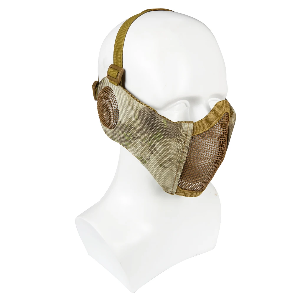 Máscara táctica de malla plegable con protección para los oídos para Airsoft Paintball, correa elástica ajustable, casco de caza - imagen 4