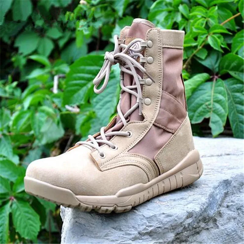 Botas de cuero ultraligeras para hombre y mujer, zapatos altos para senderismo, escalada, desierto y jungla, primavera y otoño - imagen 2