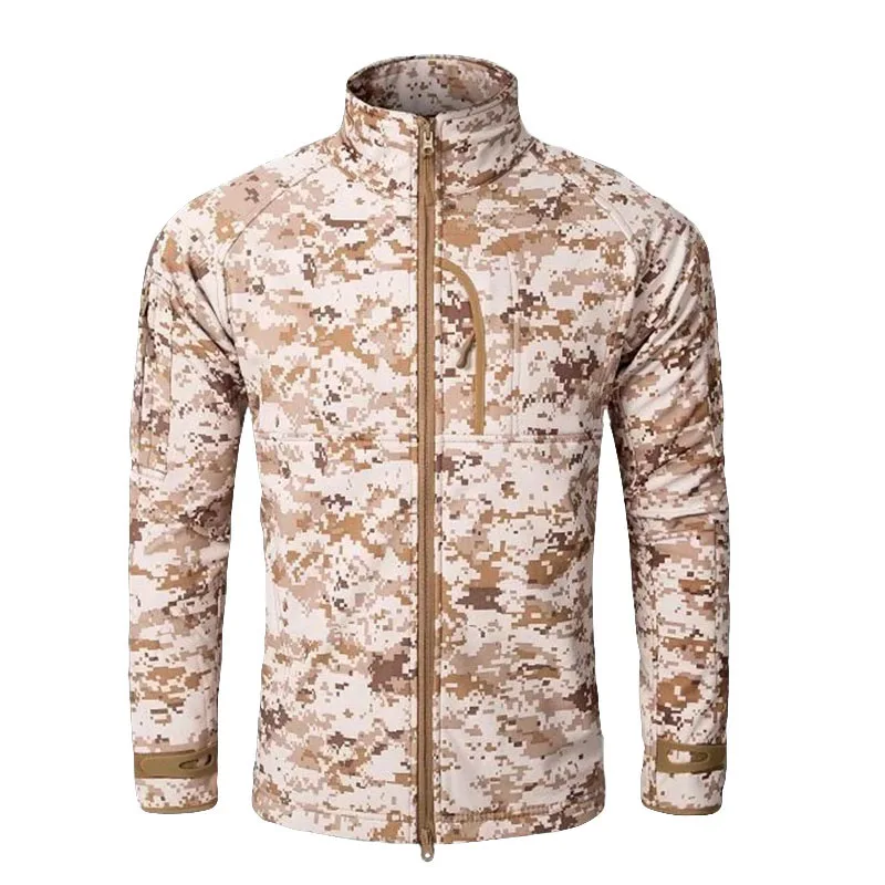 MEGE-Chaqueta cortavientos para hombre, abrigo táctico de piel de tiburón, Softshell, cuello alto, ropa de lana - imagen 2