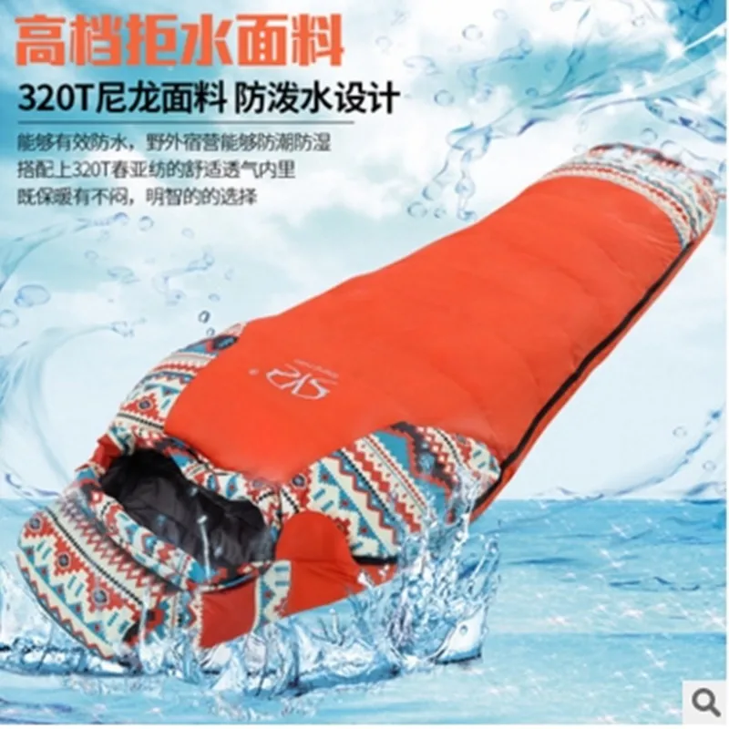 Saco de dormir de plumón de ganso para mamás y adultos, saco de dormir para acampar al aire libre, primavera e invierno, impermeable, colchón, bolsa de compresión - imagen 3