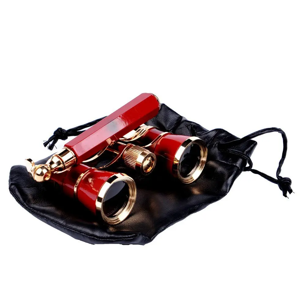 Binoculares recubiertos de 3x25, gafas de teatro de ópera de latón, cuerpo de Metal con mango, diseño Retro de varios colores, telescopio de regalo para MS - imagen 5