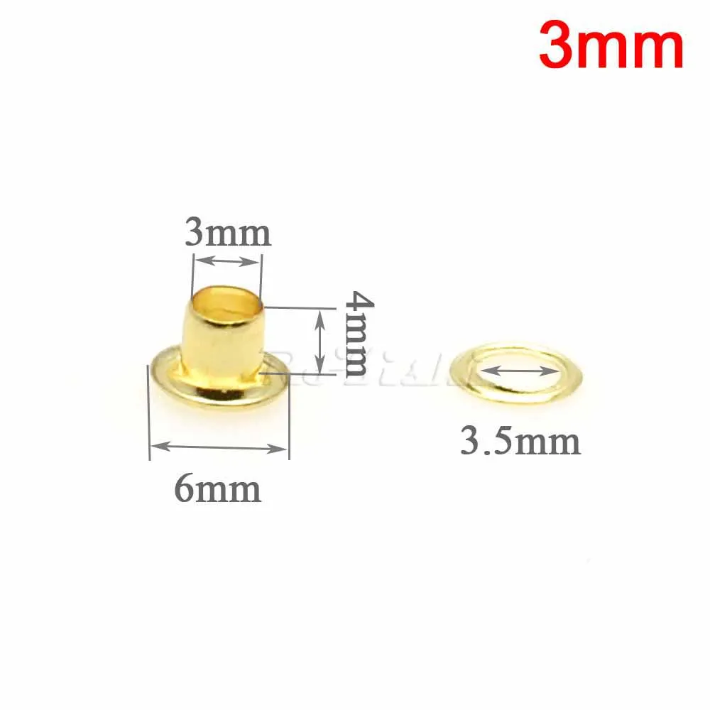 1000 unids/paquete de ojales de Metal de 3MM, 4MM, 5MM para artesanía de cuero, DIY, álbum de recortes, zapatos, accesorios prácticos de moda - imagen 2