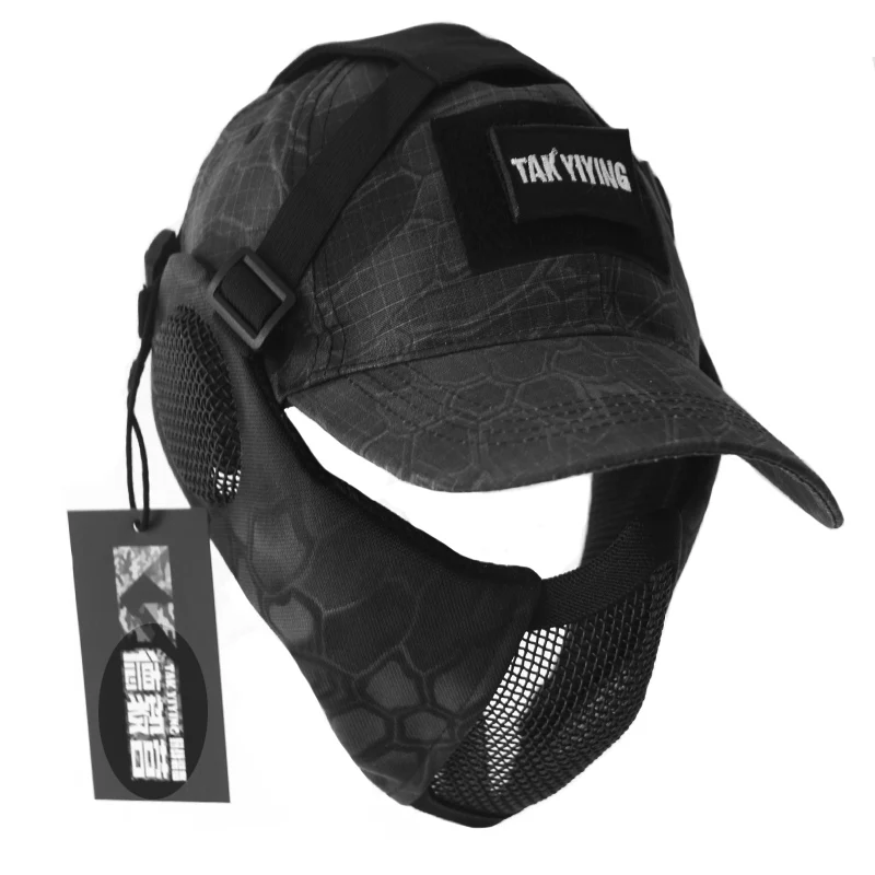 TAK YIYING máscara de malla plegable táctica de camuflaje con protección para los oídos con gorra para caza - imagen 2