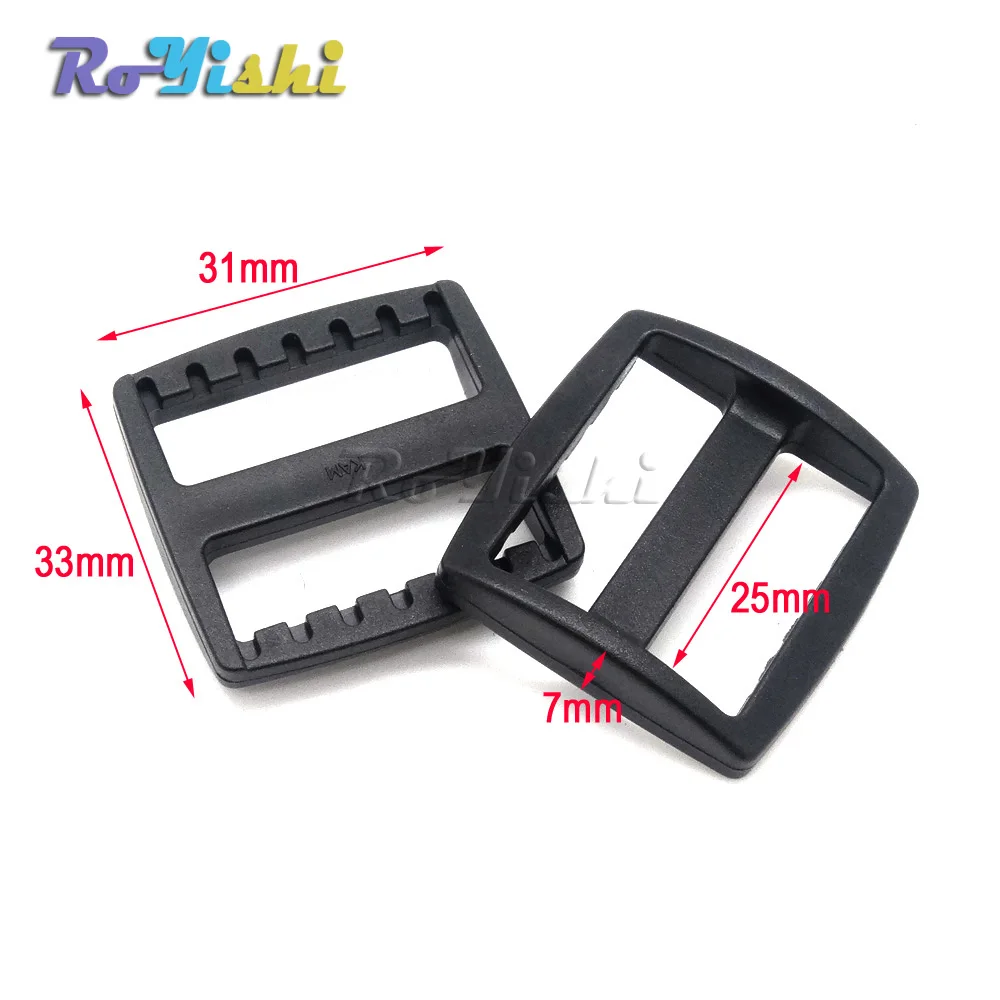 Deslizador de plástico negro, hebillas ajustables, tamaño de las correas de 25mm, 20 unids/paquete, 1" - imagen 2