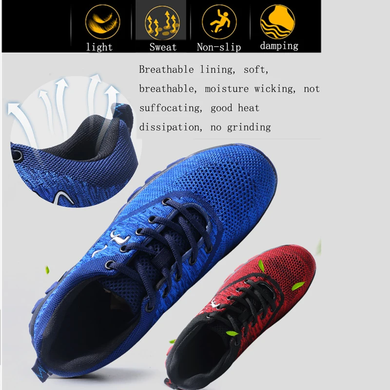 Zapatos de trabajo para mujer, puntera de acero, antigolpes, transpirables, de punto, resistentes al desgaste, antideslizantes, zapatos de seguridad informales a la moda - imagen 5