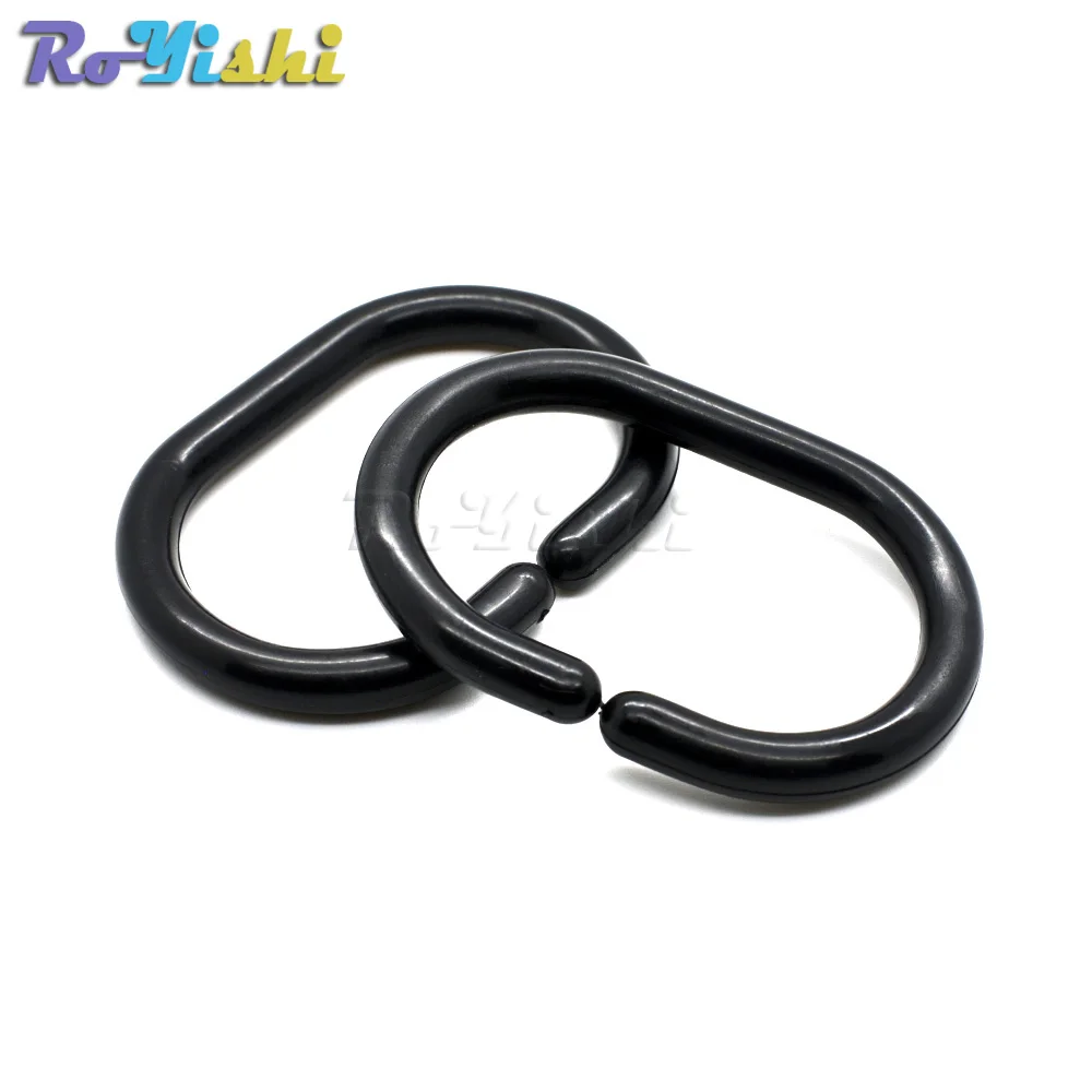 Hebilla de gancho de anillo de ducha de plástico negro, accesorios de cortina, 58x40,5mm - imagen 5