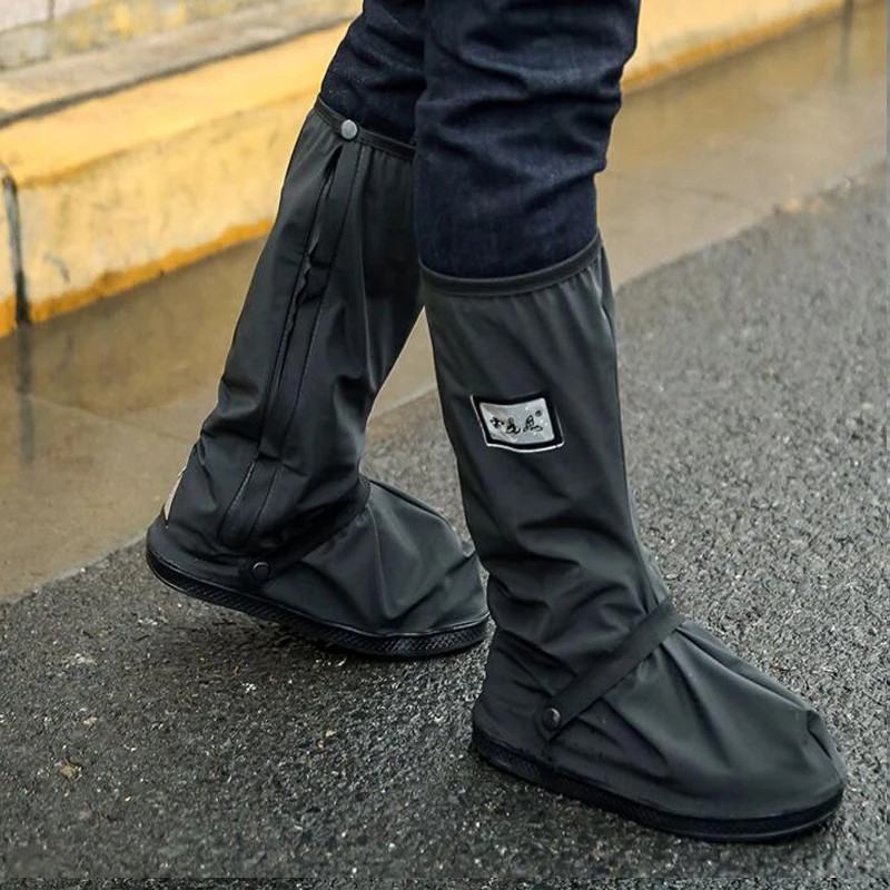 Cubiertas de zapatos impermeables para motocicleta, botas antideslizantes de silicona, gruesas, a prueba de lluvia, reutilizables - imagen 5