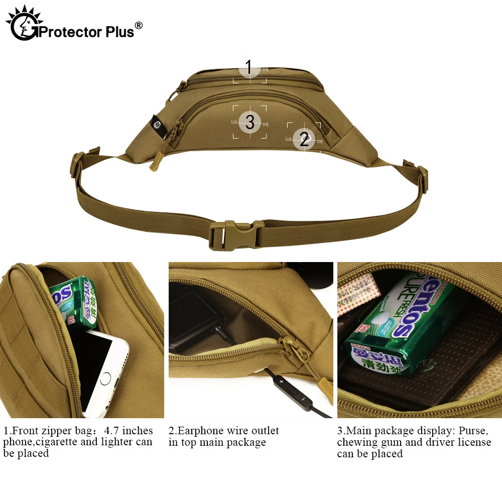 PROTECTOR PLUS-riñonera táctica portátil para exteriores, escalada, senderismo, deporte, caza, correr, riñoneras pequeñas, cinturón ajustable Unisex - imagen 4