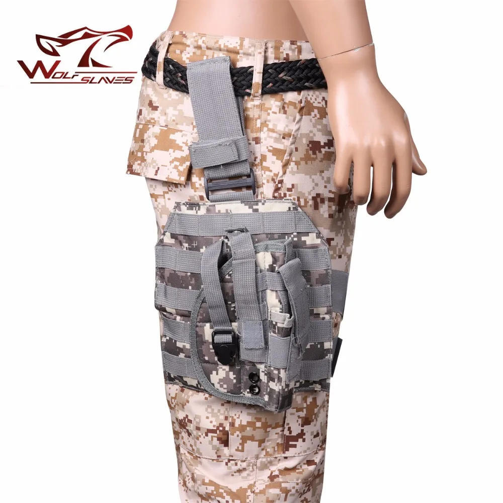 Funda para pistola Molle, funda táctica ajustable Puttee muslo pierna PB 075 pistola Airsoft funda para pistola con bolsa de bolsillo para revistas - imagen 2