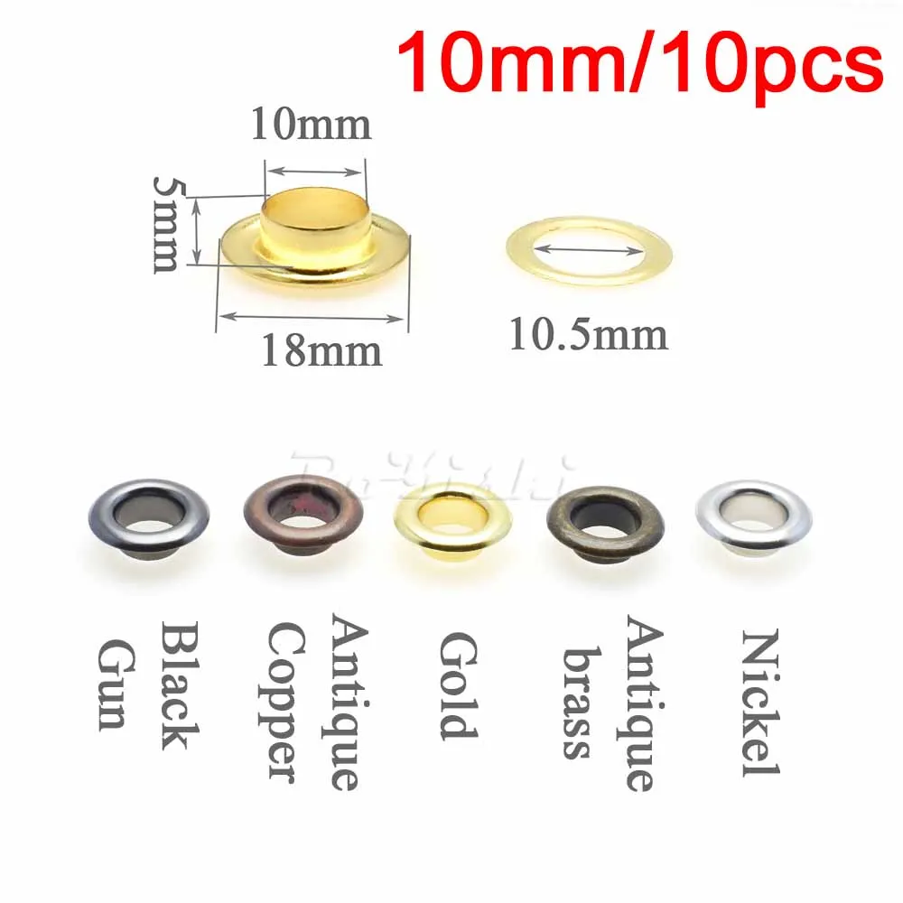 Ojales de Metal para manualidades de cuero, ojales de 10MM y 13MM, accesorios prácticos de moda para zapatos, álbum de recortes, DIY, 10 unids/paquete - imagen 2